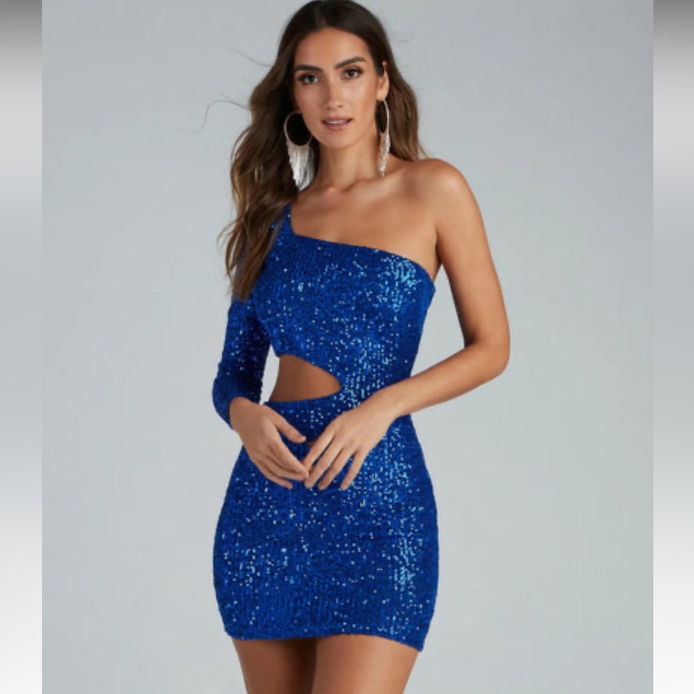 Sparkle Party Sequin One-Shoulder Mini Dress (NWT)